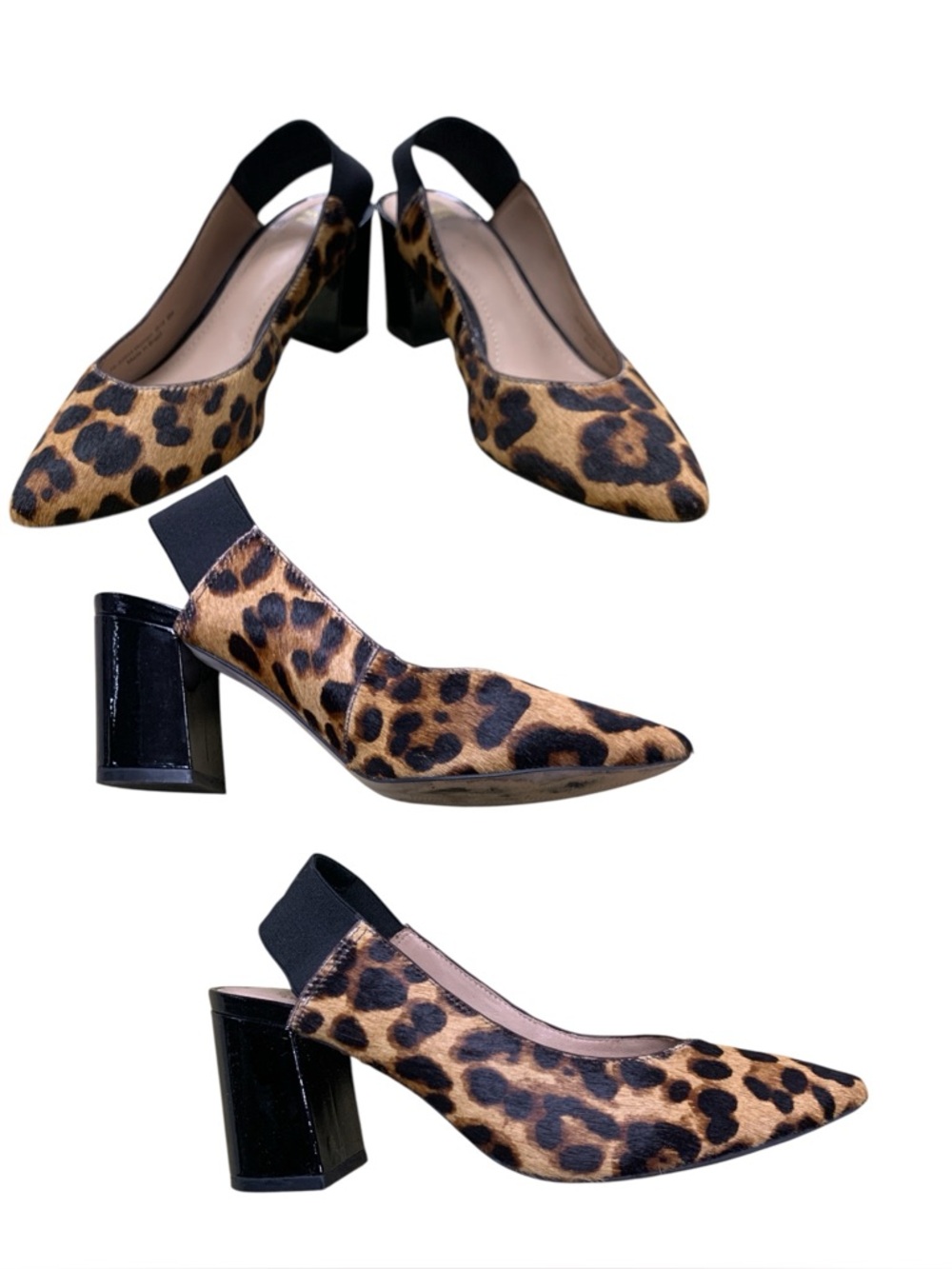 Johnston & Murphy Leopard Print Slingback Block Heels - Brown/Black S6